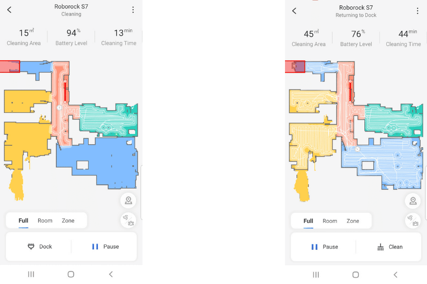 Showing the Roborock S7’s navigation paths in the map of the Roborock App